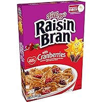 Kellogg's Raisin Bran, Breakfast Cereal, Original with Cranberries, Good Source of Fiber, 14oz Box