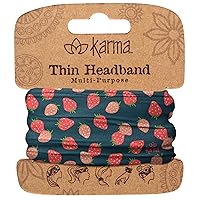 Karma Strawberries Headband for Women - Thin - Fabric Headband and Stretchy Hair Scarf