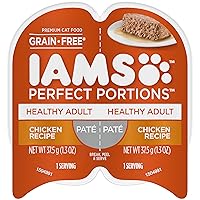 IAMS PERFECT PORTIONS Healthy Adult Grain Free* Wet Cat Food Paté, Chicken Recipe, (Pack of24) 2.6 oz. Easy Peel Twin-Pack Trays