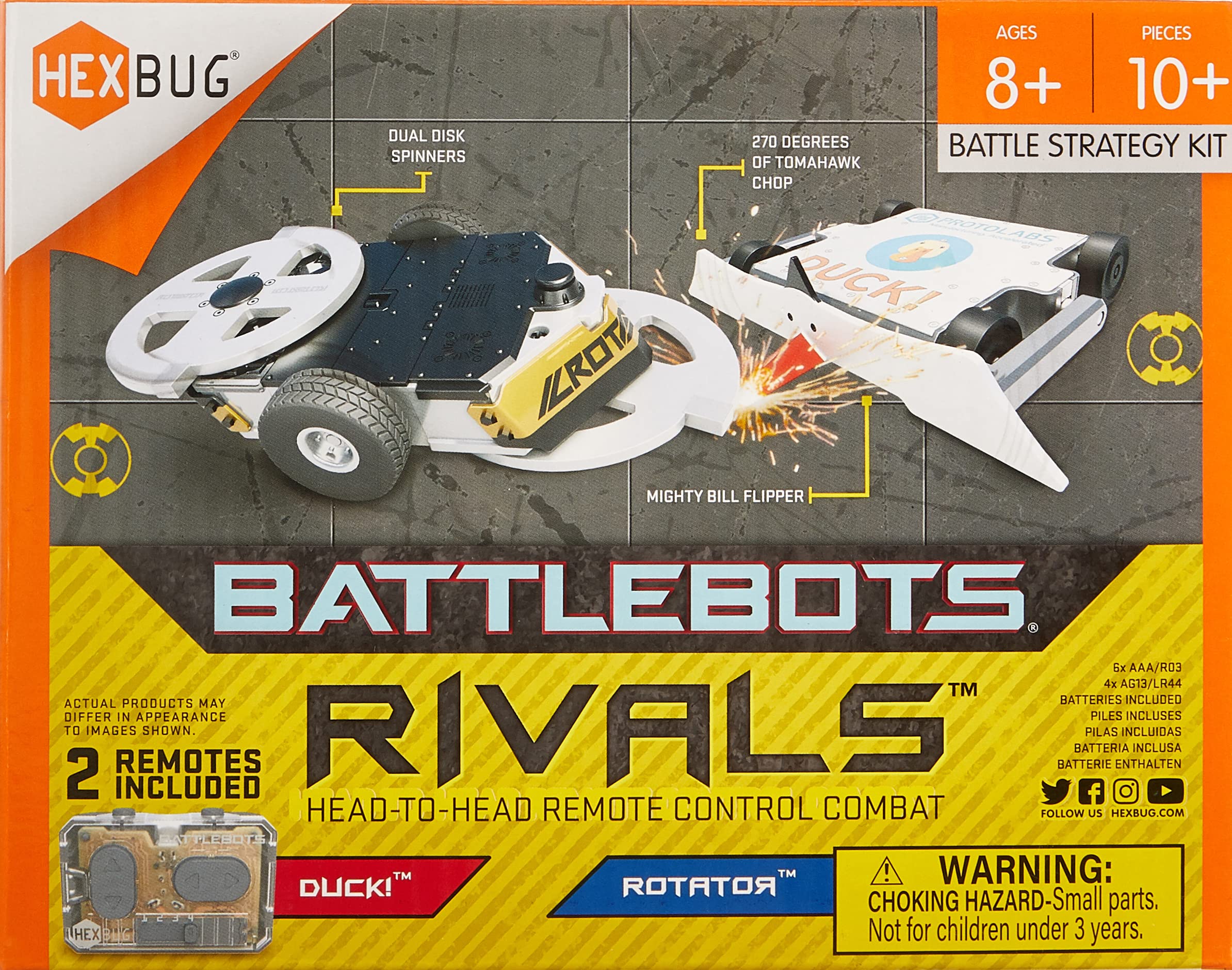 HEXBUG BattleBots Rivals 5.0 (Rotator and Duck), Remote Control Robot Toys for Kids, STEM Toys for Boys and Girls Ages 8 & Up, Batteries Included