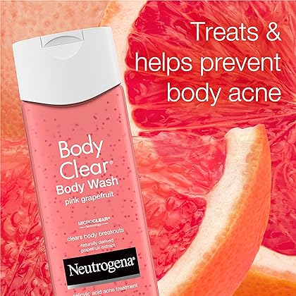 Neutrogena Body Clear Acne Treatment Body Wash with 2% Salicylic Acid Acne Medicine to Prevent Body Breakouts,Pink Grapefruit Shower Gel for Back,Chest & Shoulders,Vitamin C,8.5 fl. oz (Pack of 3)