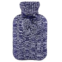samply Hot Water Bottle with Knitted Cover, 2L Hot Water Bag for Pain Relief, Menstrual Cramps, Hot and Cold Compress, Hand & Feet Warmer, Bed Warmer, Hot Bottle Water Bag for Kids, Men & Women, Blue