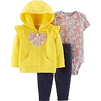 Carter's Baby Girls 3 Pc Jacket Set Yellow Floral Heart (9M)