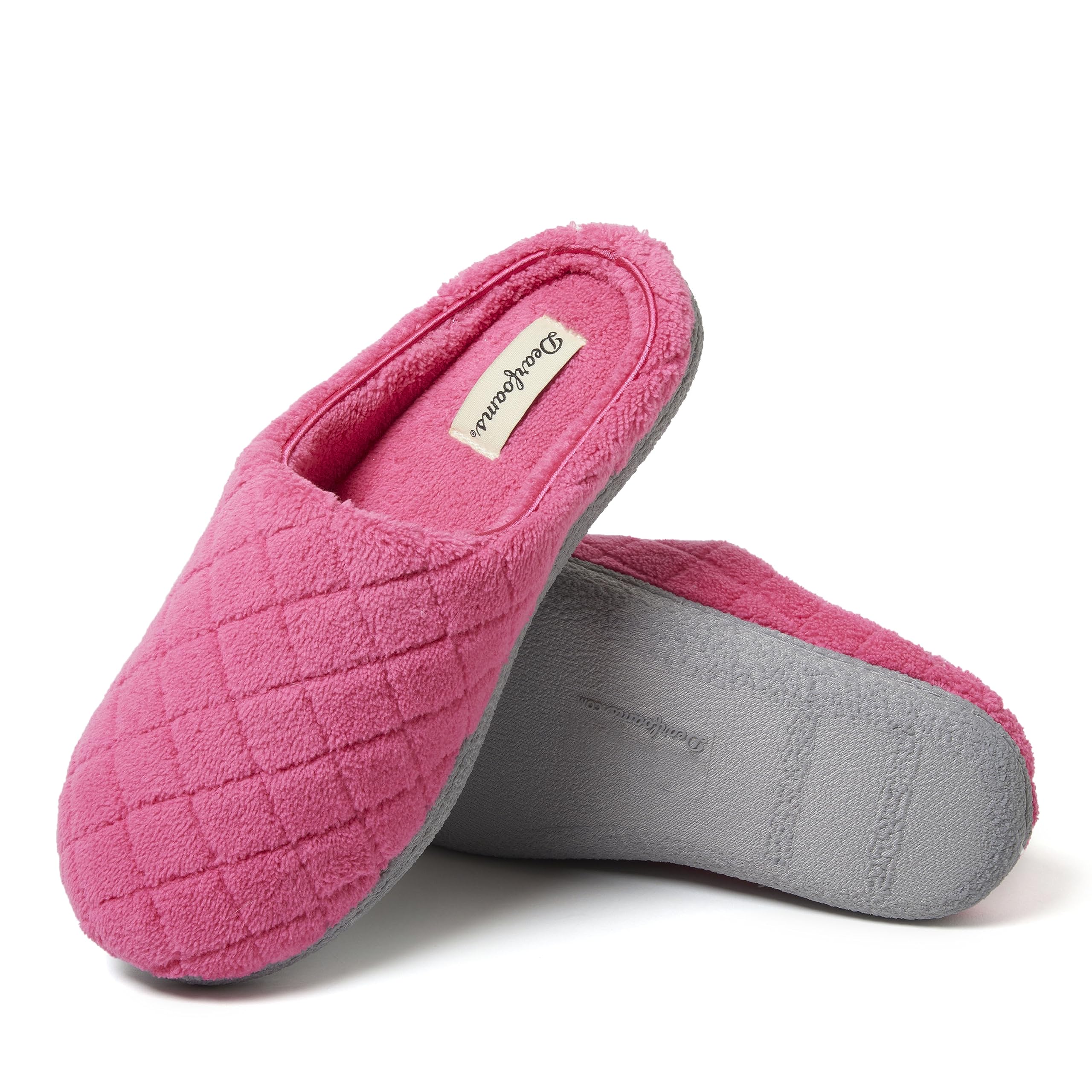 Dearfoams Womens Leslie Quilted Terry Casual Slippers Casual - Blue