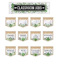 Schoolgirl Style Simply Boho 46-Piece Classroom Jobs Bulletin Board Set, Classroom Jobs Chart with 15 Pockets and 30 Name Cards for Classroom Organization, Boho Classroom Décor