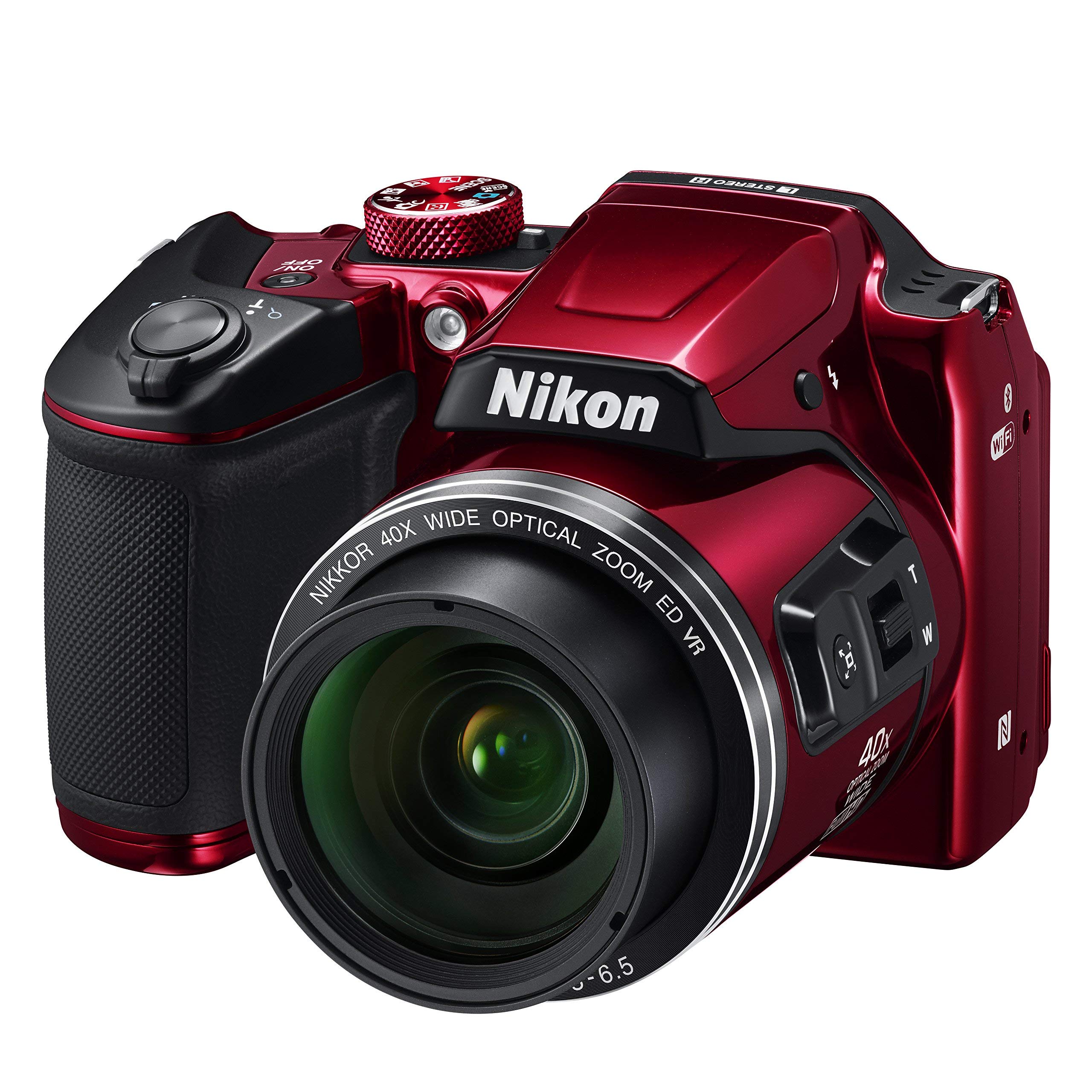 Nikon COOLPIX B500 16MP Digital Camera with 3 Inch TFT LCD Screen Nikkor Lens With 40x optical zoom wifi, Red (Renewed)