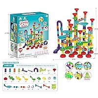 Marble Run 208pcs Set Building Blocks Glass Marbles for Kids Ages 4-8 Girls Boys Toys Maze Educational Race Game Birthday Gifts(208pcs)
