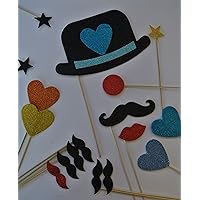 Mustache on a Stick Heart Series 18 Pc Photo Booth Party Props Weddings Birthdays so Cute Too Cute to Resist 17 Pieces
