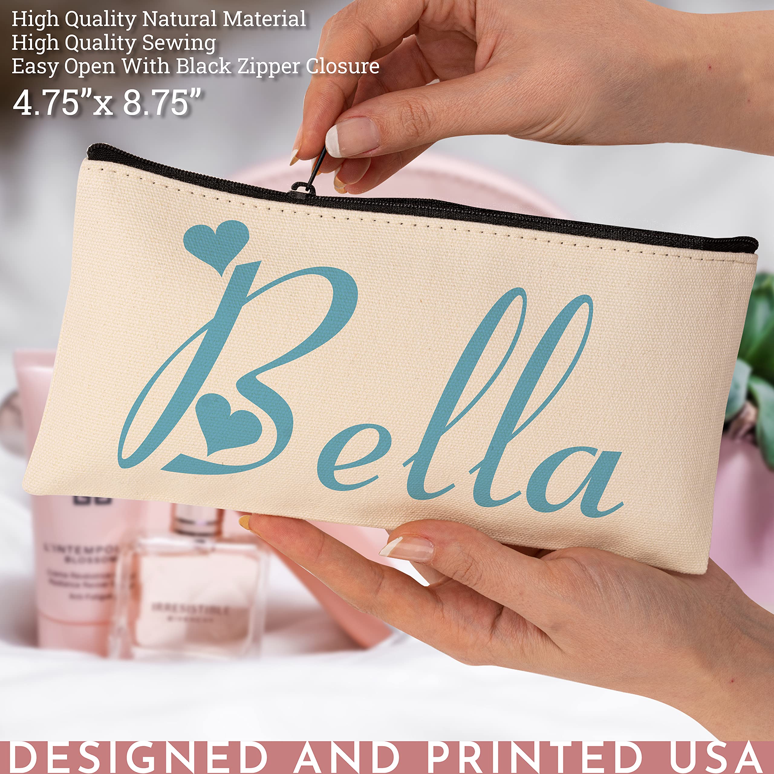 Zexpa Apparel Personalized Makeup Bag - 12 Font Type 9 Font Color 6x10 - Customize Name Travel and Cosmetic Pouch Organizer - Custom Make Up/Toiletry Bags - Christmas Gift