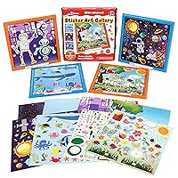 Sticker Art Gallery - Craft Kit for Ages 3-5 - 200+ Stickers - 4 Backgrounds with Frames - Create Sea Life, Space, Robots, Garden Scenes