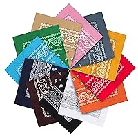 EOM Colourful 12 Pack of Paisley Patterned Bandanas Neck Scarfs, Head Scarfs