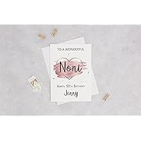 Personalised Noni Birthday Card With Pink Theme Heart - Gifts Special Relatives - Gifts For Grandma - Age And Name Card For Her 40Th - 50Th - 60Th - 70Th