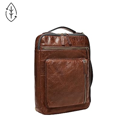 Fossil Men's Buckner Leather Small Convertible Travel Backpack and Briefcase Messenger Bag, Cognac , (Model: MBG9483222)