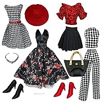 Clothes Deluxe Fashion Pack Tea TIME Black & RED Classic Set for 11.5” Doll #4