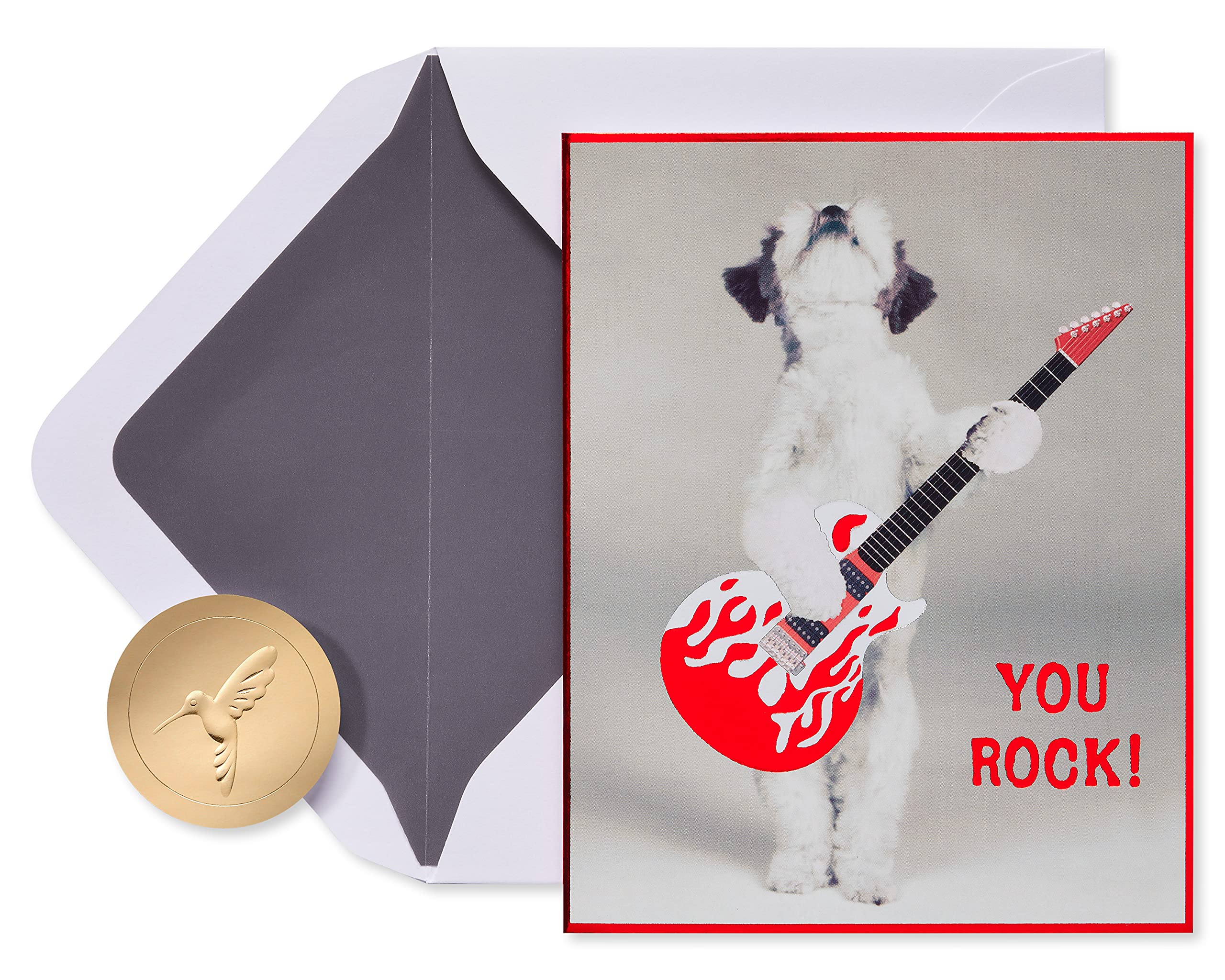 Papyrus Blank Cards with Envelopes, Dog with Guitar (12-Count)