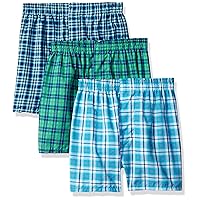 Fruit of the Loom Boys' Tartan Woven Boxer (Pack of 3)