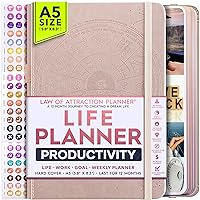 Life Planner - Undated Weekly and Monthly Planner, a 12 Month Journey to Increase Productivity & Happiness, Life Organizer, Gratitude Journal - Start Anytime