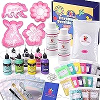 MUBYOK Car Freshies Supplies Starter Crafting Kit,DIY Freshie Making kit with 1LB Unscented Aroma Beads,4 oz Fragrance Oil,Freshies Silicone Molds，Acrylic Paint,Mica Powder,Glitter（Make 6 freshie）