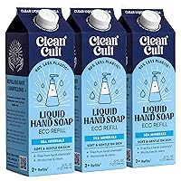 Liquid Hand Soap Refills (32oz, 3 Pack) - Hand Soap that Nourishes & Moisturizes - Liquid Soap Free of Harsh Chemicals - Paper Based Eco Refill, Uses 90% Less Plastic - Sea Minerals