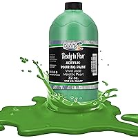 Pouring Masters Vivid Jade Metallic Pearl Acrylic Ready to Pour Pouring Paint – Premium 32-Ounce Pre-Mixed Water-Based - for Canvas, Wood, Paper, Crafts, Tile, Rocks and More