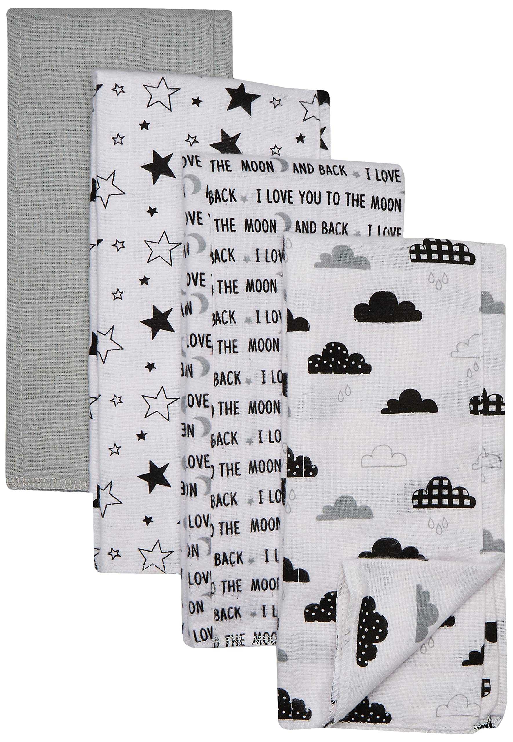 Hudson Baby Unisex Baby Cotton Flannel Burp Cloths, Moon And Back, One Size