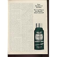 BRUT DEODORANT FOR MEN YOU WON'T HAVE ANY DOUBTS ABOUT YOURSELF FABERGE1970 VINTAGE ANTIQUE ADVERTISEMENT