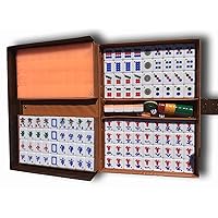 Muti Color Chinese&American 144 Tiles Mah Jong Set with Portable Mahjong Box (Pink)