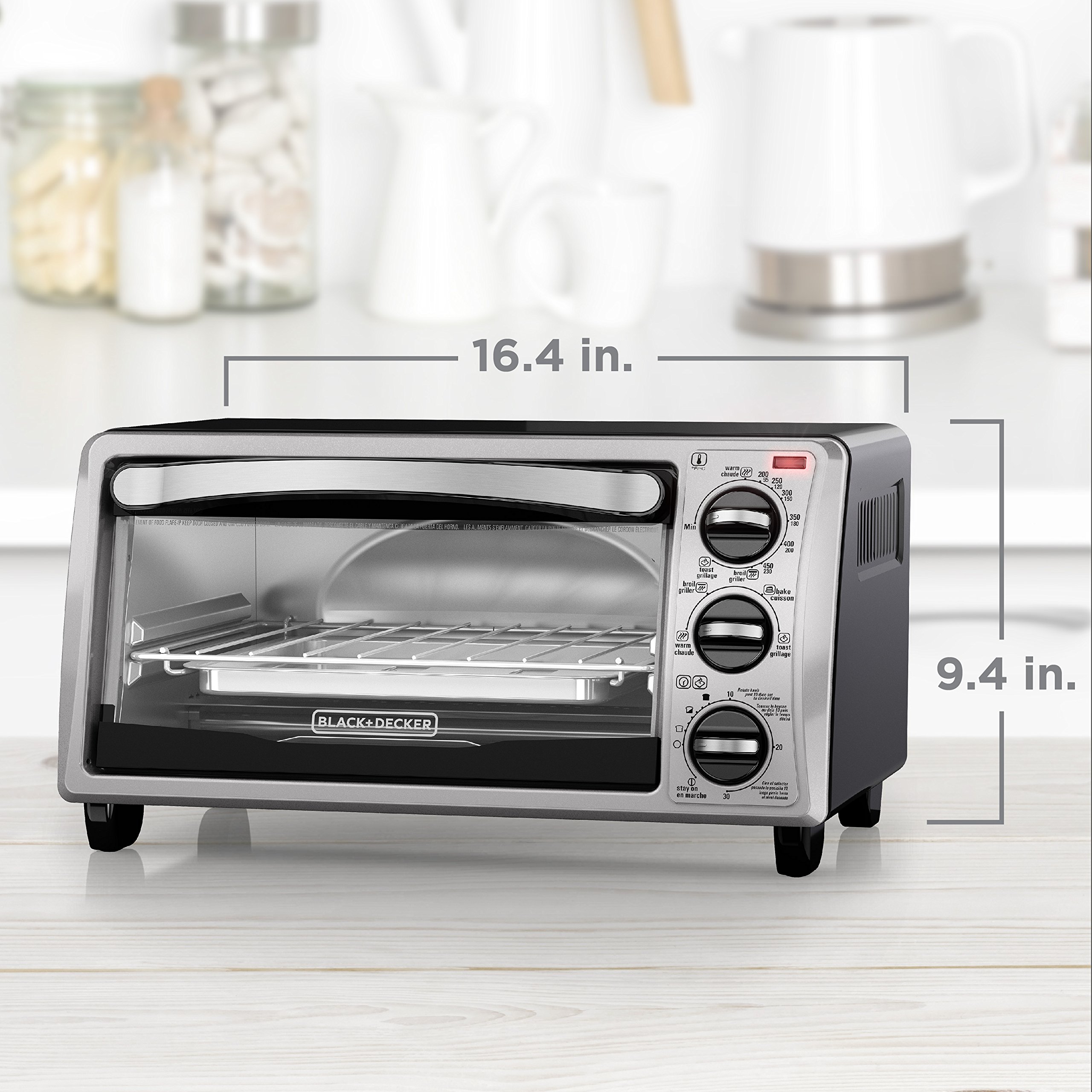 BLACK+DECKER 4-Slice EvenToast Toaster Oven, Bake, Broil, Toast, Keep Warm