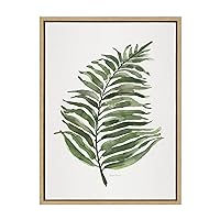 Sylvie Green Fern Framed Canvas Wall Art by Patricia Shaw, 18x24 Natural, Decorative Plant Art for Wall