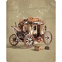 3D Wooden Puzzles for Adults, 3D Puzzle Music Box, Model Car STEM Kits, Models for Adults to Build, Valentines Day/Birthday Gifts, Hobby for Teen Adults（Stagecoach）