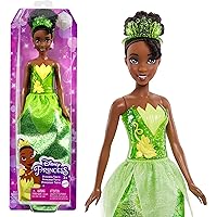 Mattel Disney Princess Toys, Tiana Fashion Doll, Sparkling Look with Brown Hair, Brown Eyes & Tiara Accessory, Inspired by The Princess & The Frog