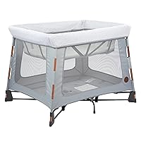 Maxi-Cosi Swift Lightweight Portable Playard, 1-Step Fold Playpen with Travel Bag, 2-Stage Mattress for Newborn to Toddlers, Essential Grey