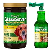 NaturVet GrassSaver 300 Wafers & Yard Odor Eliminator Plus 32Oz Spray Bundle | Keep Grass Green, Rid Your Lawn of Yellow Patches Caused by Dog Urine | Eliminate Stool & Urine Odors from Lawn