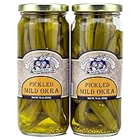 Amish Wedding Foods Pickled Mild Okra 16 oz. Glass Jar (Pack of 2)