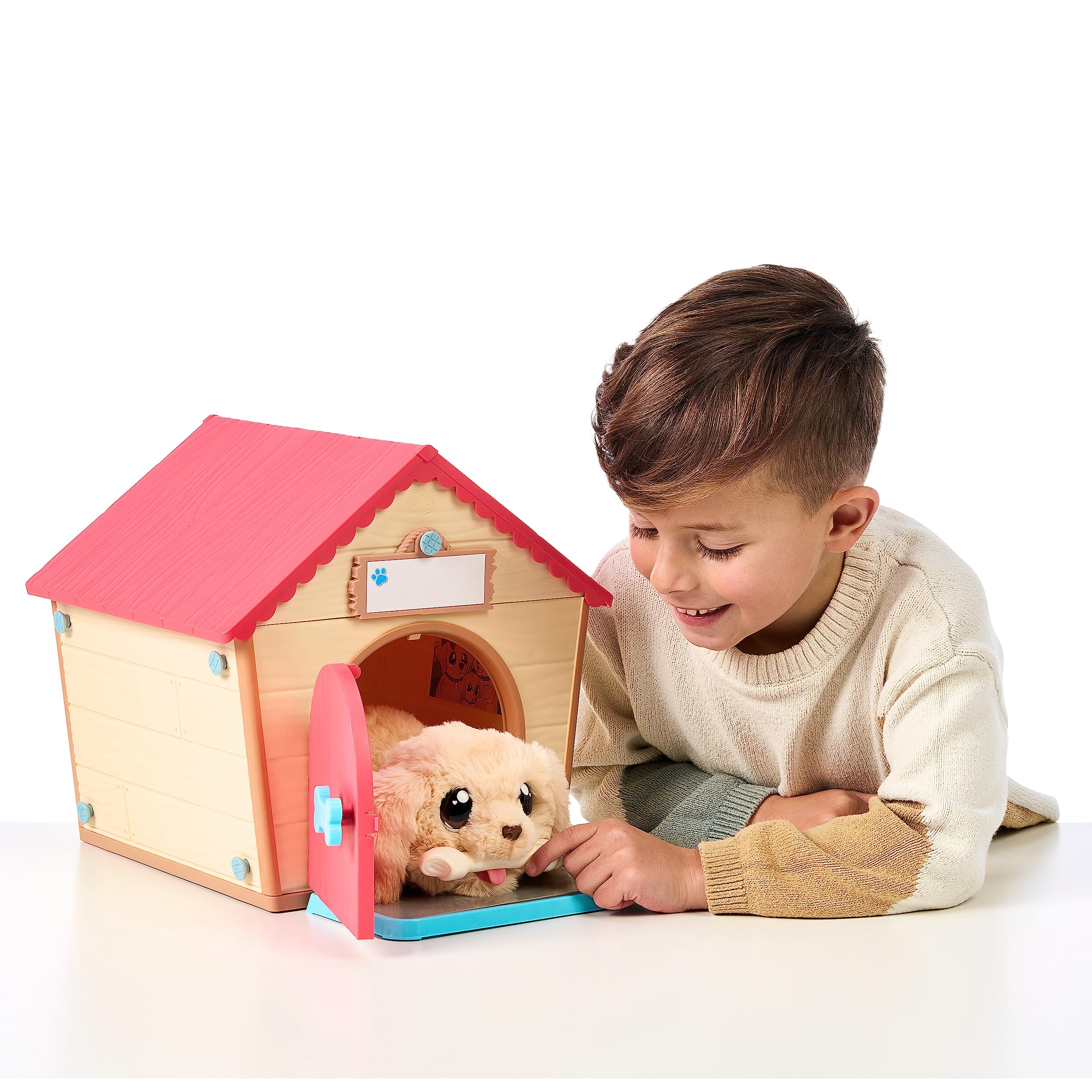 Little Live Pets - My Puppy's Home Interactive Plush Toy Puppy & Kennel. 25+ Sounds & Reactions. Make the Kennel, Name your Puppy and SURPRISE! Puppy appears! Easy Build DIY Kennel. Batteries Included
