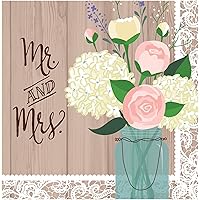 Creative Converting 16-Count Paper Luncheon Napkins, Mr. and Mrs. Rustic Wedding