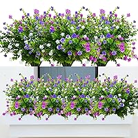 8 Bundles Artificial Flowers Outdoor Artificial Flowers Plants UV-Resistant for Outside Balcony Window Box Garden Mix Color