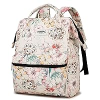 Kinmac Wide Open Style Laptop Backpack for Laptop Up to 15.6 Inch Men Women Travel Outdoor Backpack (Floral)