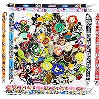 Cute Dicney Trading Pin Lot Mixed Pins with Lanyard - Tradable Metal Set Mickey Head Backing - 100% Tradable at Parks Collector- No Doubles - Assorted Pin Lot (30 Pin Lot & Disney Lanyard)