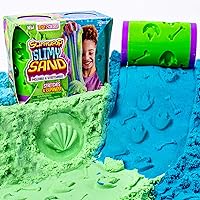 Galaxy/Ocean, 10 Ounces of SlimySand in 2 (Blue and Green), 2 Rollers & Stamps, Reusable Storage Container. Super Stretchy & Moldable!, 5oz