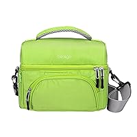 Bentgo® Deluxe Lunch Bag - Durable and Insulated Lunch Tote with Zippered Outer Pocket, Internal Mesh Pocket, Padded & Adjustable Straps, & 2-Way Zippers - Fits Most Bentgo Lunch Boxes (Green)