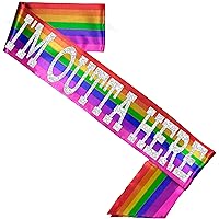 Rainbow Graduation Decorations - Premium Grade Satin Silver Sparkle I'm Outta Here Rainbow Sash - Gay Pride Leaving Work Sash, Divorce Party Sashes - Rainbow Sash(OuttaHere) Rnbw