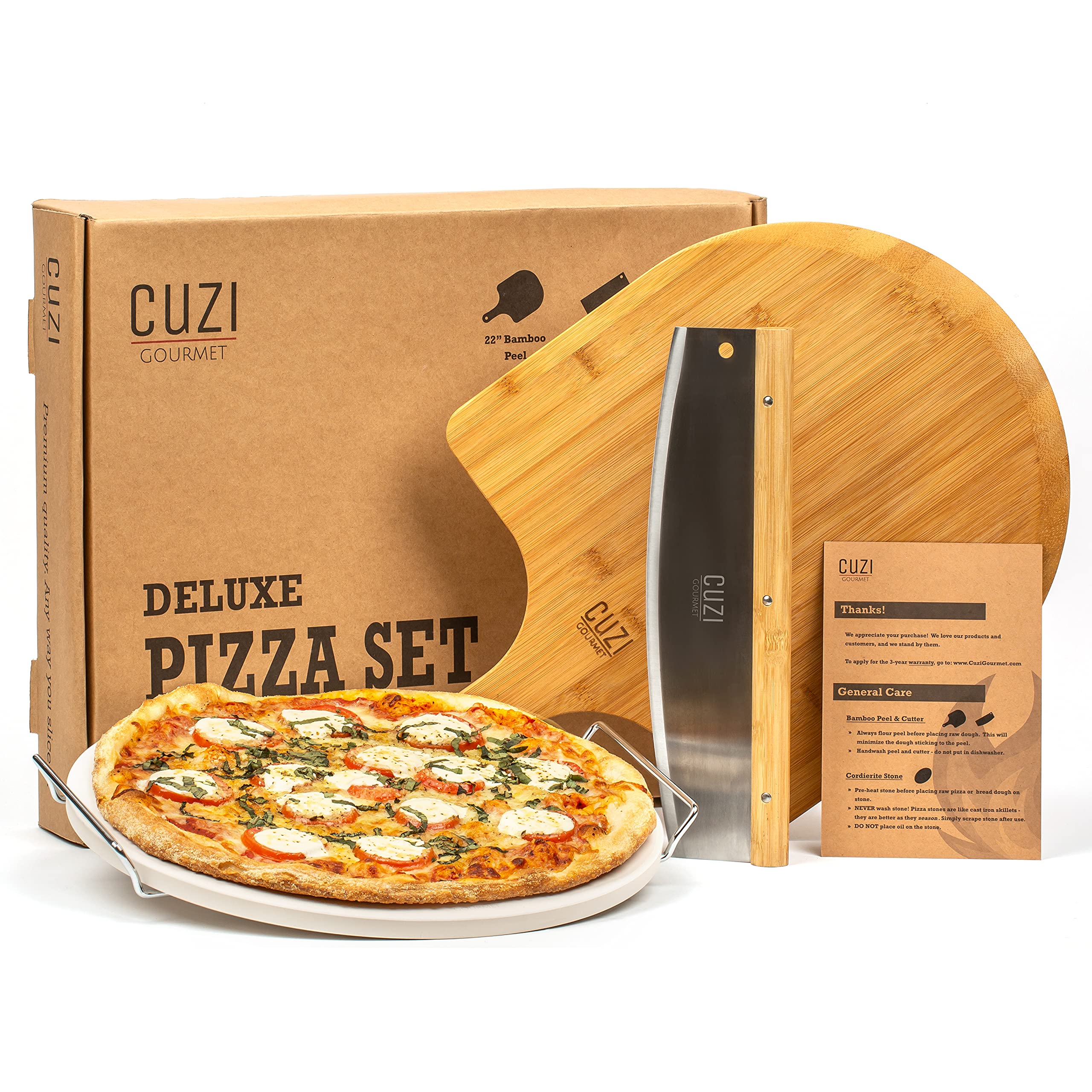 Cuzi Gourmet 4-Piece Large Pizza Stone Set - 13