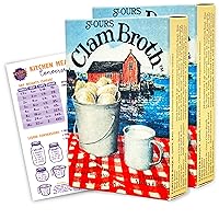 St Ours Clam Broth Bundle – (2) Boxes of St Ours Clambroth for Clam Chowder and (1) Wyked Yummy Kitchen Measurement Conversion Chart Magnet