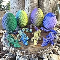 Articulated Adult Crystal Dragon Matte Finish Crystal Dragon and Dragon Egg, 3D Printed Fidget Toy for Autism ADHD, CinderWing 3D Dragons -D001-S1-Matte (Blue Purple, Dragon + Egg 15 Inches)