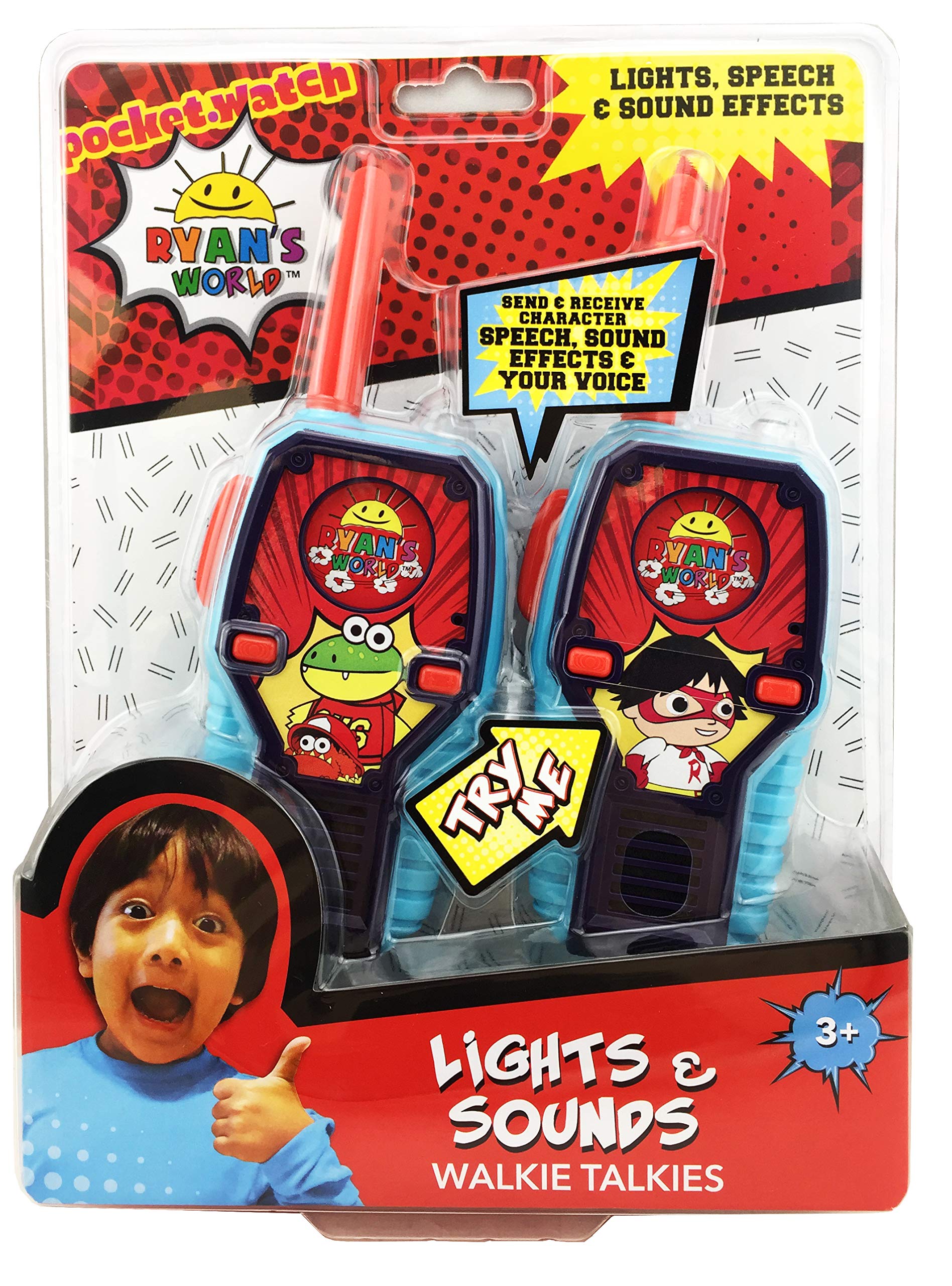 Ryans World Walkie Talkies for Kids, 2 Way Radio Long Range, Light, Sound Effects Kids Toys & Handheld Kids Walkie Talkies, Toys for Boys & Girls for Outdoor Adventure Game