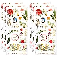 Paper House Productions Set of 6 Shiny Foil Enamel Effect Sticker Sheet for Crafts, Scrapbooking & Collecting - Wildflower Inspiration