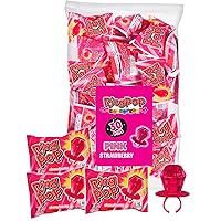Ring Pop Individually Wrapped Pink Strawberry 30 Count Bulk Lollipop Pack – Strawberry Flavored Lollipop Suckers for Kids - Fun Candy Bulk for Gender Reveal Parties, Bachelorettes, & Party Favors