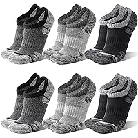 6 Pairs No Show Merino Wool Running Ankle Socks for Women Men Compression Athletic Cushion Hiking Low Cut Socks