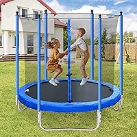 16 15 14 12 FT Trampolines for Kids and Adults - Family Jumping Outdoor Trampoline with Basketball Hoop and Ladder,ASTM Approved, Recreational Round Trampoline with Enclosure Net and Ladders